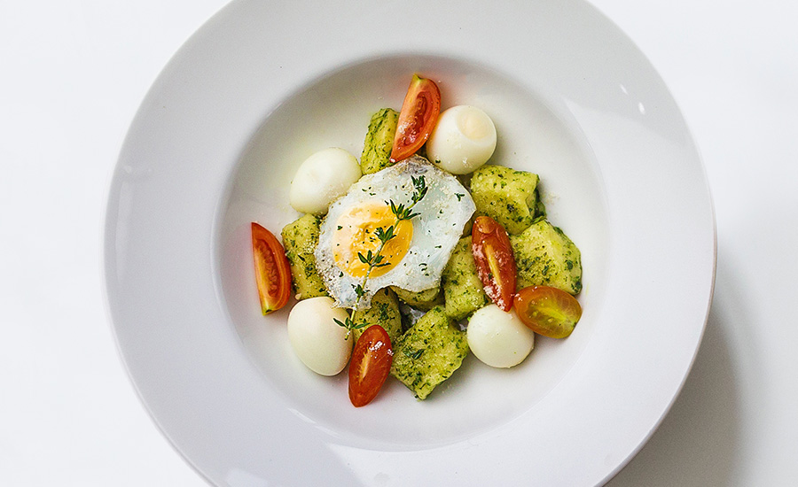 Egg and sausage and tomato dish | Market Street catering | Pagano's Market & Bar